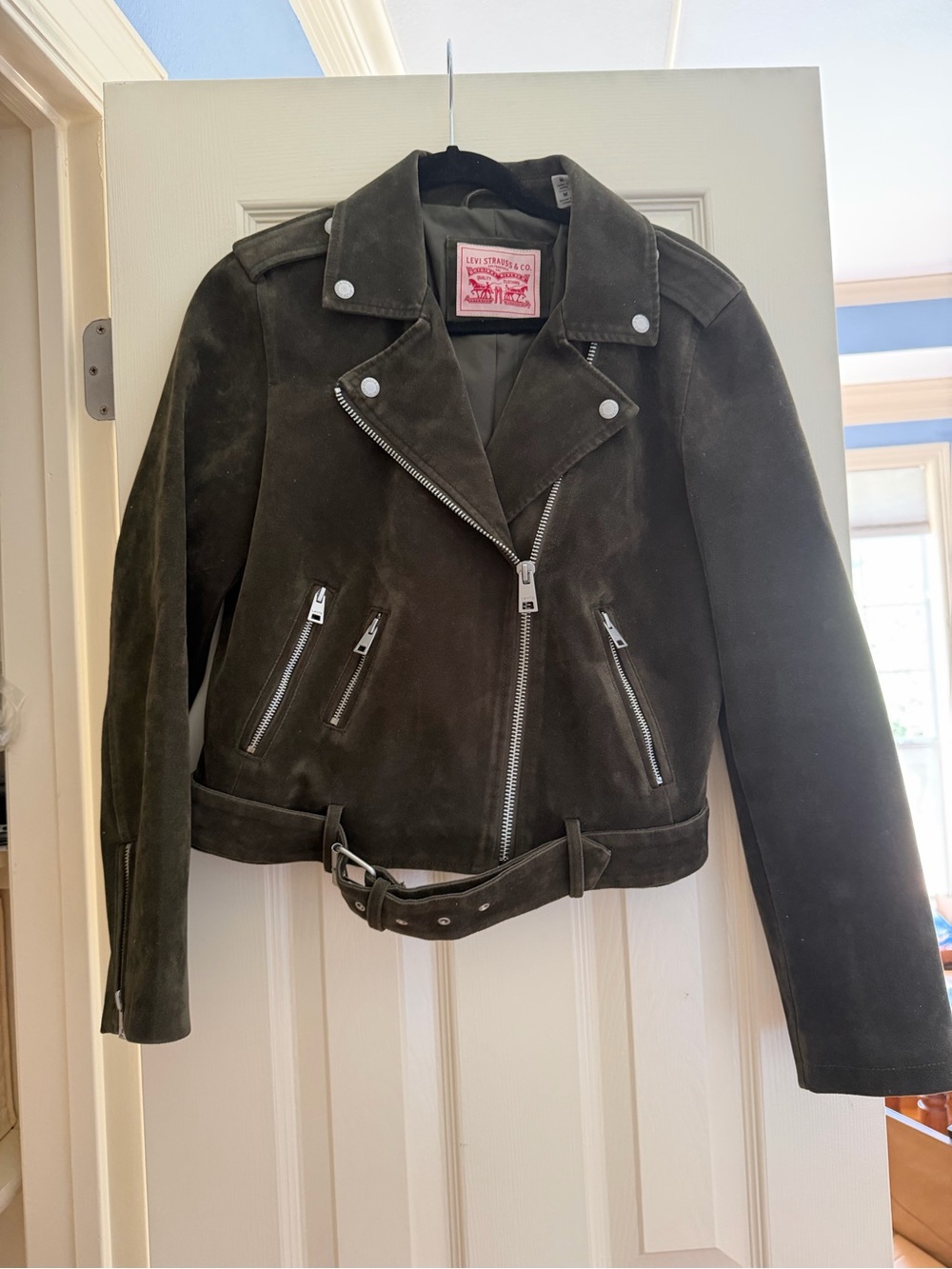 Levi's Women's Dark Olive Suede Moto Jacket